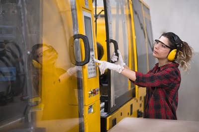 worker wearing ear protection